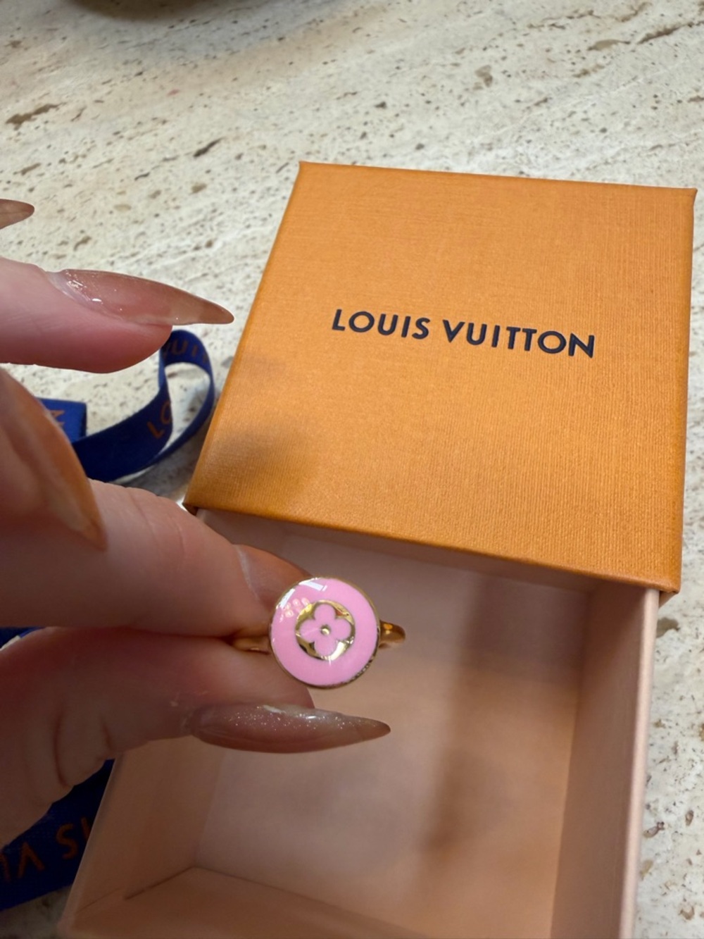 Louis Vuitton Gold-Tone Monogram Ring